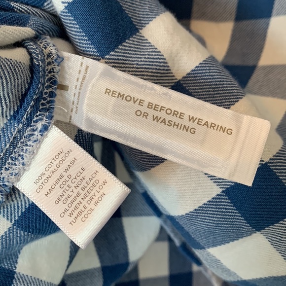 Lou & Grey Blue and white checkered Long sleeve collared top - Picture 5 of 5